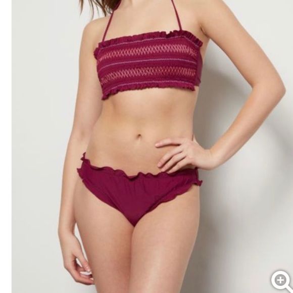 Rue21 Burgundy Cheeky Bikini Bottoms Small NWT - Picture 5 of 7